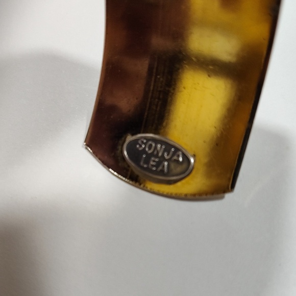 Vintage Sonja Lea Gold, Silver and Brass Tone Cherub Wide Cuff Ornate Bracelet - Picture 7 of 16